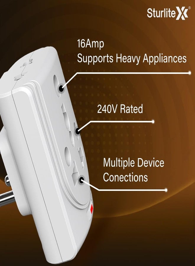 Sturlite Konvert Multiplug| 6-16 Amp| 2-Pin & 3-Pin Socket| Universal AC Travel Adapter| Premium Polycarbonate Body Socket| Compact Converter Plug for Travel, Home & Office Use - Pack of 20 - Image 3